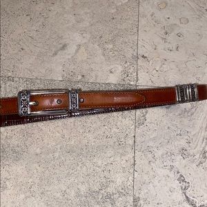 Brighton Brown Leather Skinny Belt with Metal